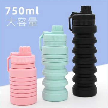 食品級硅膠折疊水壺大容量便攜水杯耐高溫戶外運動旅行伸縮杯子