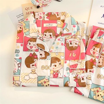 漫畫不二家睡衣女春秋款長袖長褲純棉網紅日系卡通學生可愛家居服