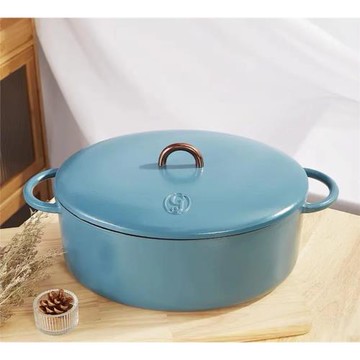 高品質出口大G鑄鐵搪瓷琺瑯鍋橢圓鍋燉鍋平底湯鍋燉魚鍋酒店商用