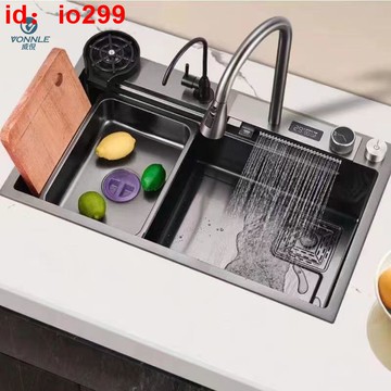 【口碑推薦】飛雨水槽一體瀑布大單槽廚房洗菜盆臺下304不鏽鋼