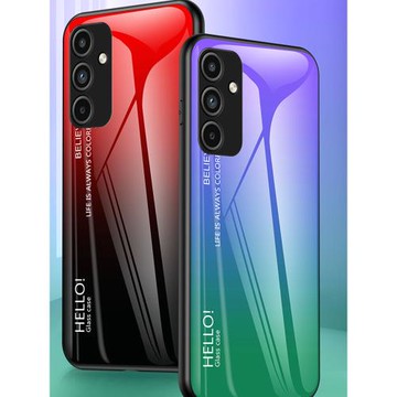 適用三星A25手機殼新款漸變玻璃機殼Galaxy A25硅膠保護套3星A25全包防摔彩繪圖案軟外殼samsung網紅小眾男女