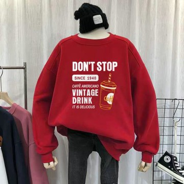 圓領衛衣女大碼200斤胖mm顯瘦遮肚美式復古秋冬新款加絨寬松外套