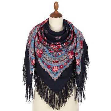 帕夫洛沃帕薩德俄羅斯披肩 100% 羊毛圍巾 125 公分，羊毛流蘇披肩 1901-14