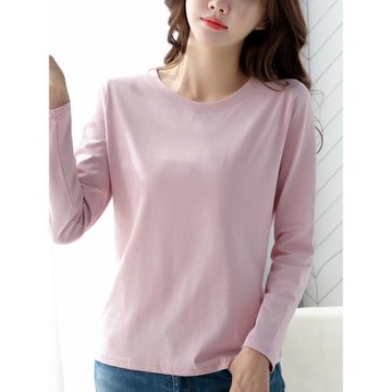 純棉長袖T恤女2025新款秋冬100%全棉春秋衣上衣寬松打底衫女內搭