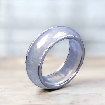 高冰種翡翠戒圈18K金鑽石 | 國際12圍 | 天然緬甸翡翠A貨 | 送禮