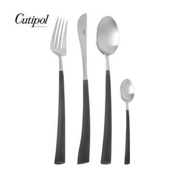 葡Cutipol NOOR系列 4件組-主餐刀+叉+匙+咖啡匙 (黑銀)【領券滿額再折千7/31止】