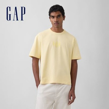 【GAP】重磅寬鬆1969 Logo 短版T恤-玉米黃/亮白/石板藍/經典黑/沼澤綠(874467)