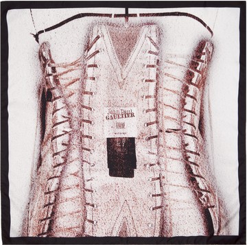 Jean Paul Gaultier 粉色 & 灰色 The Trompe L'oeil Corset Printed Silk 方巾