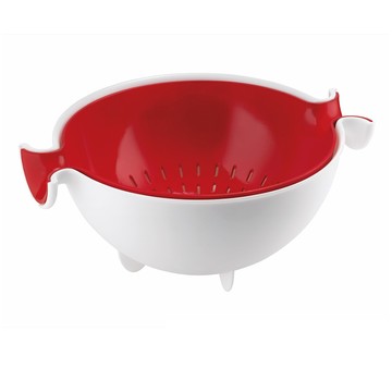 guzzini 蔬果清洗籃 瀝水籃 沙拉脫水器 義大利製造 100度C耐熱  30 x 25 x 12.5cm  蘋果紅  1個