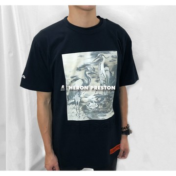 【逢甲 FUZZY】Heron Preston HP 灰階 素描 鷺鳥 圖像 立體 Logo 短T 黑 粉