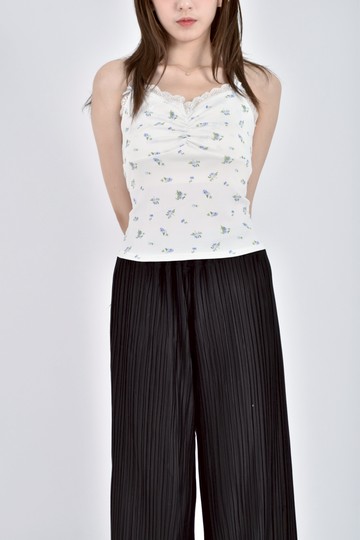 加購優惠(S) 質感碎花掛脖白色上衣