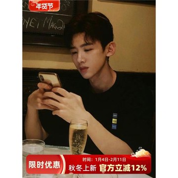 明星同款重磅寬松純棉短袖T恤男小眾設計感潮牌痞帥情侶上衣服夏