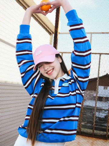 Jane Stripe Rugby T-shirt Golf [BLUE]