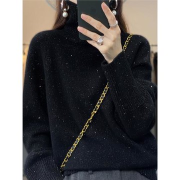 秋冬新款羊絨針織衫女韓版高領插肩寬松加厚毛衣套頭純羊毛衫打底