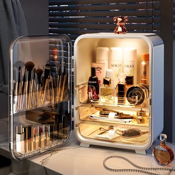 化妝品彩妝收納盒宿舍桌面防塵大容量家用整理箱輕奢梳妝臺置物架