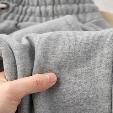 470g重磅淺灰色加絨束腳衛褲女寬松休閑加厚松緊腰運動褲男秋冬款