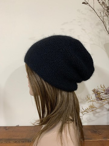 手作編織羊毛帽。自然個性休閒風。黑色。中性款