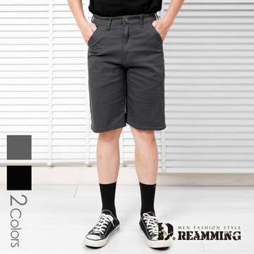 Dreamming 閃電刺繡伸縮休閒短褲 彈力 舒適-共二色