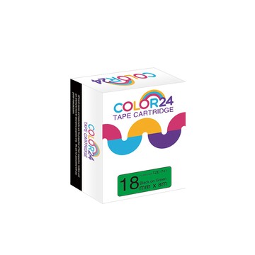 Color24 for Brother TZ-741 / TZe-741 綠底黑字相容標籤帶(寬度18mm)