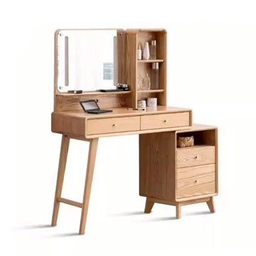 hoi源氏木語布拉格橡木原木色置物架伸縮化妝桌0.9M Y84D01