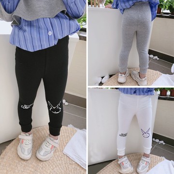 女童春秋季新款 女寶寶可愛卡通印花打底褲 舒適百搭兒童褲子1入