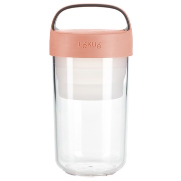 《LEKUE》手提式便當盒-珊瑚橘600ml-- 環保餐盒 保鮮盒 午餐盒 飯盒