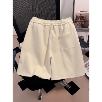 WASSUP國潮牌運動個性五分褲夏季純色街頭褲子男女杏色高級感短褲