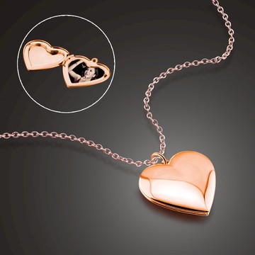 925純銀愛心相框相盒 心形DIY相片刻字銀項鏈 情侶彩金首飾男女款