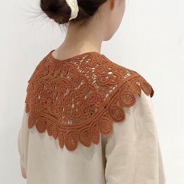 春秋夏季甜美氣質小披肩圍純棉假領子女百搭裝飾假領蕾絲花邊坎肩