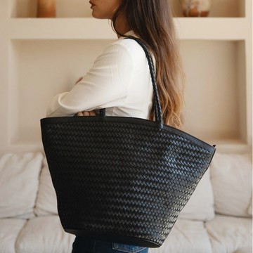 紐約 Bembien 法式優雅 MARCIA 手工皮革編織包 黑