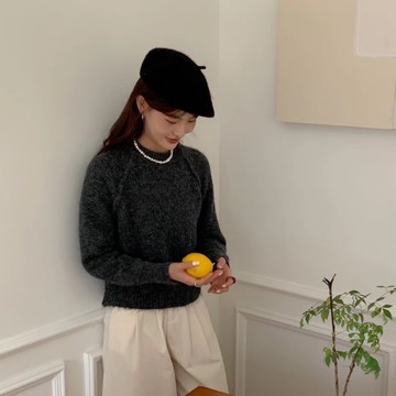 【巴黎精品】現貨+預購 針織衫長袖毛衣-休閒圓領軟糯短款女上衣4色a1hj82