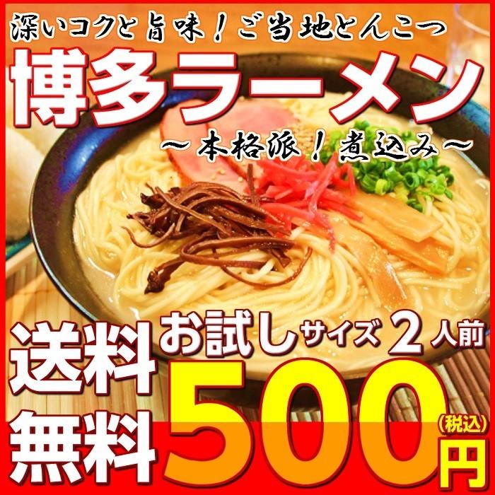 博多ラーメン　500円　九州とんこつスープ　2人前セット　お取り寄せ　ご当地ラーメン　特産品　メール便商品　お試しグルメギフト