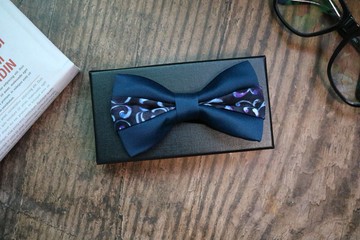 墨绿色夹层小碎花领结绅士风百搭蝴蝶结