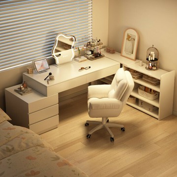 【限時下殺免運】梳妝臺 臥室轉角收納斗櫃一體二合一 書桌 化妝桌