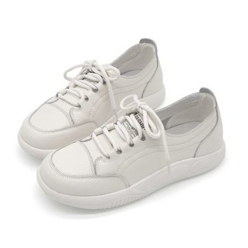 Robinlo 真皮餅乾鞋厚底休閒小白鞋 STANFORD 雲霧奶白