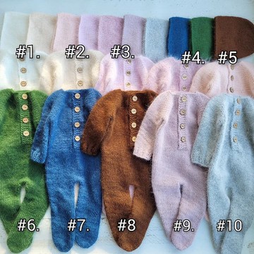 新生兒針織蓬鬆連腳連身褲/睡衣