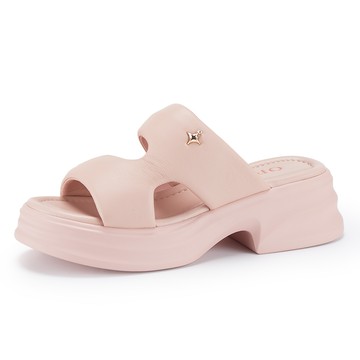 ORIN 簡約寬帶膨感羊皮厚底拖鞋 粉紅 #24332