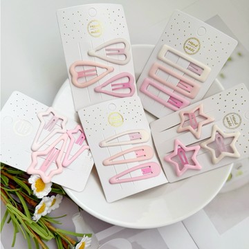 【SKART現貨5色新品】馬卡龍粉橘白星星愛心方形髮夾🔥側邊夾 女小髮夾 髮飾 夾子 鴨嘴夾 瀏海夾 塑膠小髮夾