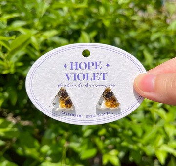 優雅咖啡色系三角形耳環- The Road