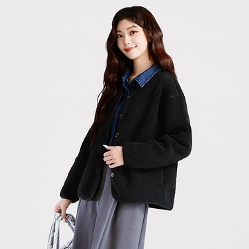 保暖羊羔絨開襟外套