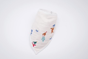 Organic B 有機比比 彌月禮 有機棉圍兜/口水巾-精靈與青鳥足跡