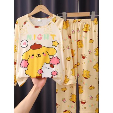 春秋夏季兒童睡衣長袖睡褲長褲薄款布丁狗公主女童寶寶小孩家居服