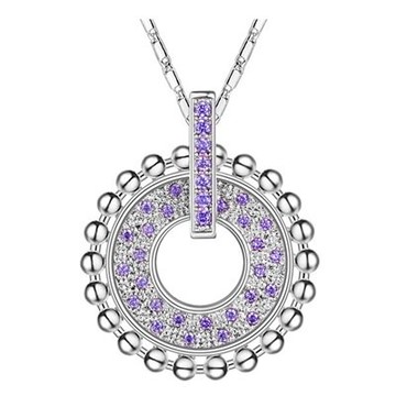 純銀項鍊 鍍白金鑲鑽吊墜-高貴休閒別緻生日情人節禮物女飾品73cy82【獨家進口】【米蘭精品】