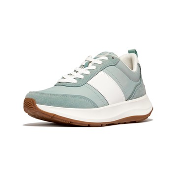 F-MODE皮革麂皮異材質厚底休閒鞋-薄荷藍混色