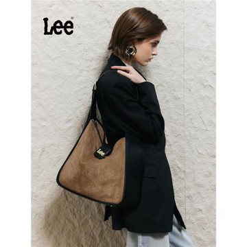 Lee秋冬新款托特包高級復古感斜挎包大容量單肩流浪包通勤子母包