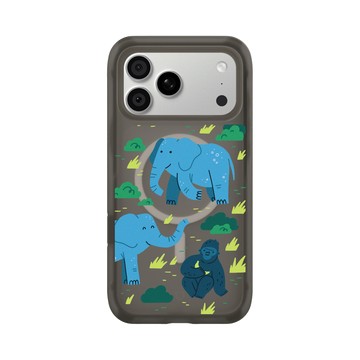 iPhone 18 Pro Max AirX 本質黑 - RHINOSHIELD X Taipei Zoo - 非洲區插畫（西部低地大猩猩、非洲象）