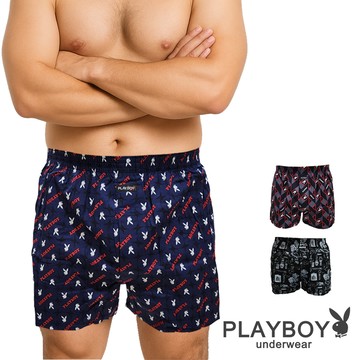 【PLAYBOY】美式LOGO印花平織四角褲