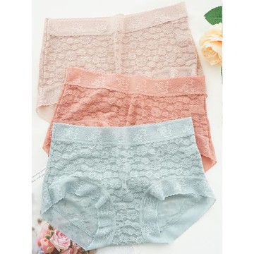 彩田內褲女31719柔軟透明蕾絲性感誘惑石墨烯底襠無痕包臀中高腰