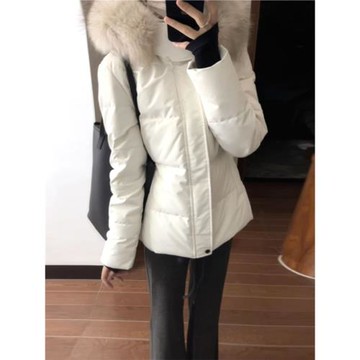 (免運)米白色連帽棉服女冬季高級感超好看修身洋氣洋氣小棉襖小個子外套