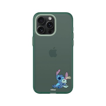 iPhone 15 Pro Max Clear 憂墨綠 - 迪士尼-史迪奇 Disney Stitch - 史迪奇 - 迷你史迪奇與Scrump